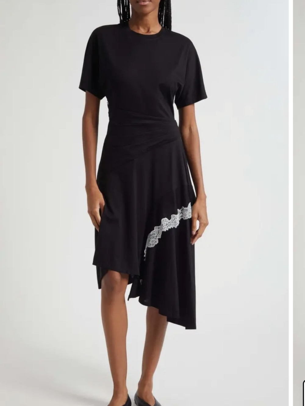 3.1 Phillip Lim Black Asymmetrical Dress with White Lace Trim